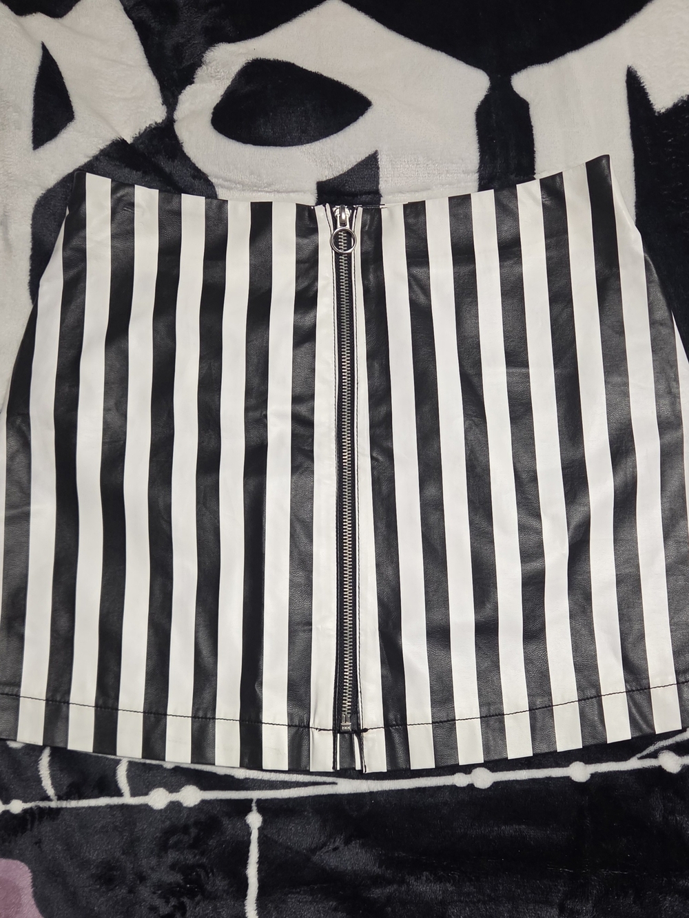 Forever 21 black and white striped faux-leather Mini Skirt
